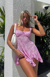 Hot Pink Lace Mini Dress