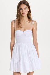 Sexy Sweetheart Tie Strap Smocked Fit & Flare Mini Summer Sundress - White