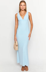 Light Blue Mesh Maxi Dress