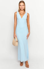 Light Blue Mesh Maxi Dress