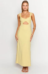 Light Yellow High Slit Maxi Dress