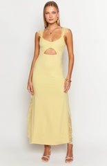 Light Yellow High Slit Maxi Dress