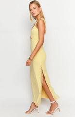 Light Yellow High Slit Maxi Dress