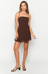 Brown Slip Mini Dress