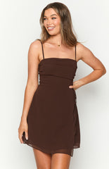 Brown Slip Mini Dress