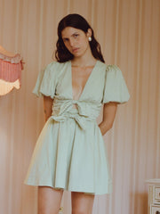 Mint Green Double Bowknot Mini Dress