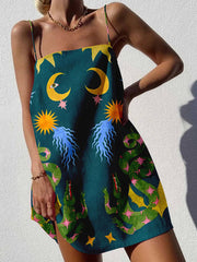 Teach Abstract Print Slip Mini Dress