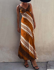 Zigzag Print Slip Midi Dress