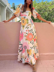 Daisy Floral Square Neck Maxi Dress
