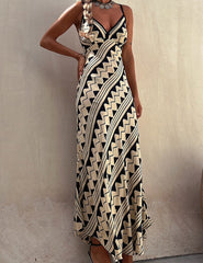 Zigzag Print Slip Midi Dress