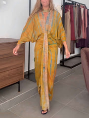 Kimono-Inspired Floral Maxi Dress