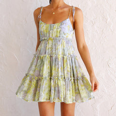 Green Floral Slip Mini Dress