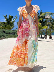 Multicolor Floral Cutout Maxi Dress