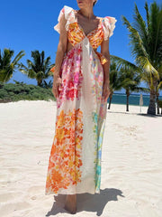 Multicolor Floral Cutout Maxi Dress