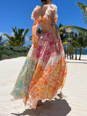 Multicolor Floral Cutout Maxi Dress