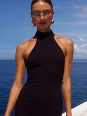 Tulle Paneled Backless Evening Gown Dress