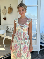 Pastel Floral Bowtie Maxi Dress