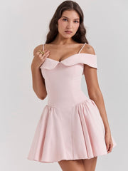 Peach Pink Off-Shoulder Mini Dress