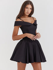 Black Off-Shoulder Mini Dress