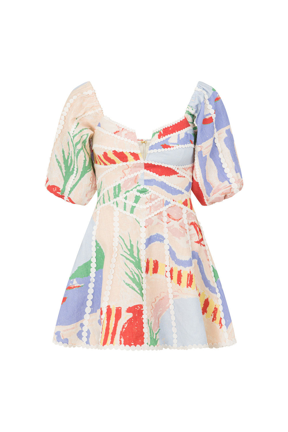 Boho Chic Puff Sleeves Printed Mini Dress