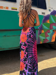 Boho Print Halter Maxi Dress