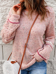 Blush Pom Trim Knit Sweater
