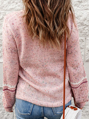 Blush Pom Trim Knit Sweater