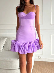 Chic Ruffled Hemline Mini Dress