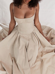 Beige Cami Midi Dress