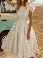 White Empire Waist Midi Dress