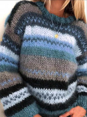 Comfy Blue Striped Knit Sweater