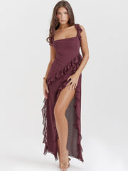 Mulberry Ruffled Trim Maxi Slip