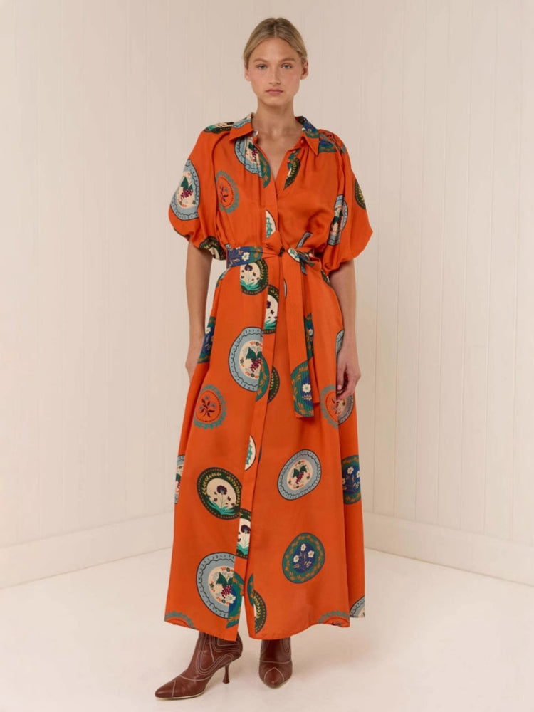 Orange Shirt Maxi Dress