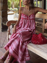 Ethnic Print Slip Maxi Dress