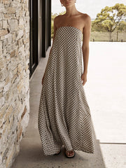 Black Geo Print Bandeau Maxi Dress