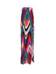Rainbow Striped Strapless Side Slit Maxi Dress