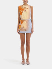 Artistic Floral Backless Mini Dress