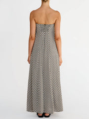 Black Geo Print Bandeau Maxi Dress