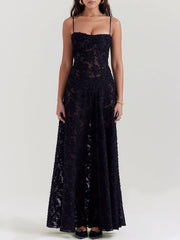 Black Floral Lace Maxi Dress