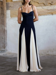 Elegance Black White Tulle Slip Maxi Dress