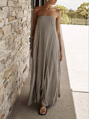 Black Geo Print Bandeau Maxi Dress