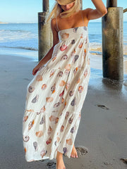 White Shells Print Slip Maxi Dress