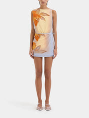 Artistic Floral Backless Mini Dress