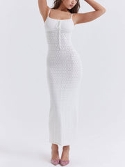 White Knit Bodycon Maxi Dress