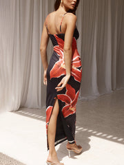 Black Lily Floral Midi Dress