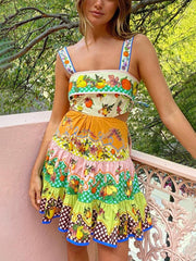 Tropical Fruits Print Slip Mini Dress