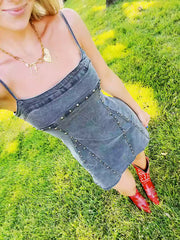 Grey Denim Mini Dress