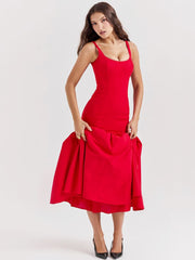 Scarlet Red Halter Neck Midi Dress