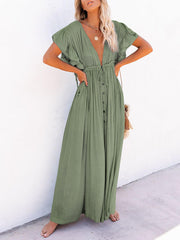 Linen Button Down Withdraw Maxi Dress