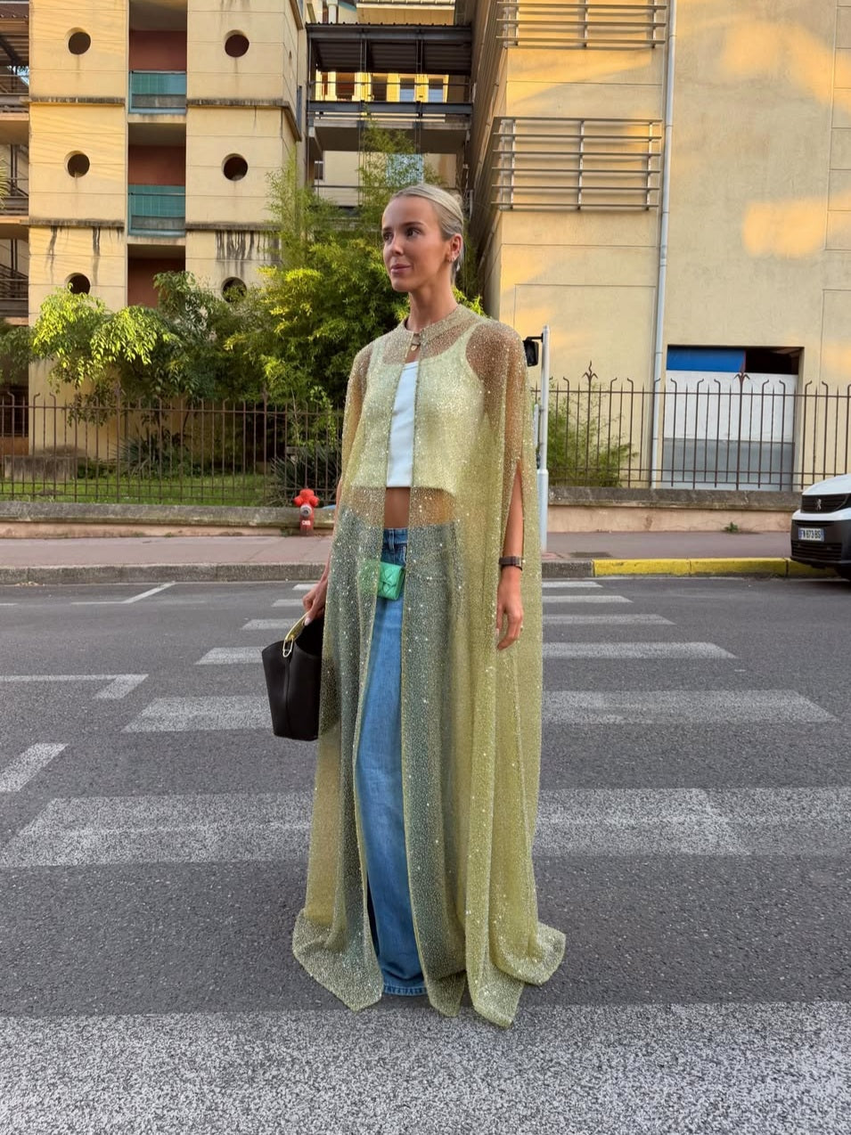 Lime Green Sheer Long Cape